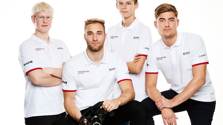 Porsche Danmark Esports Team - Frederik Kjeldgaard, Mikkel O. Pedersen, Bastian Buus og Magnus Wasteson
