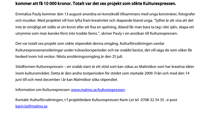 Konstkväll i Malmö med fokus på konst och musik av unga