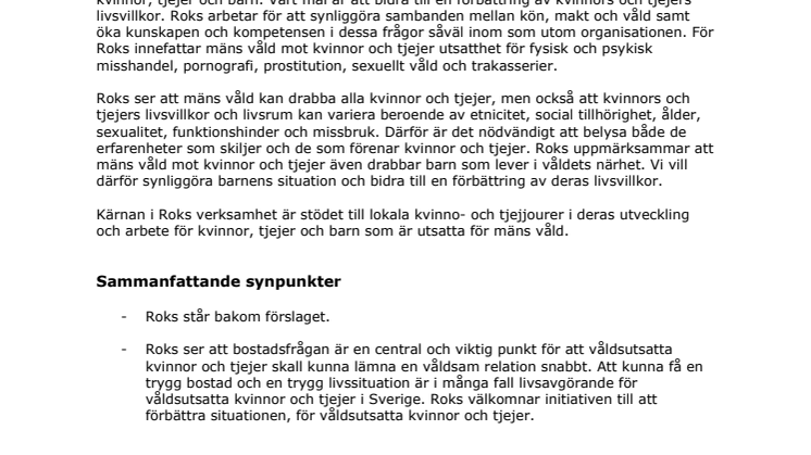 Remissvar från Roks