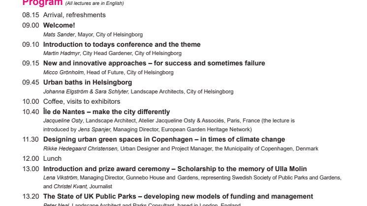 Program Publika parker och trädgårdar 2018