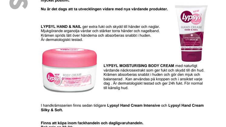 Nyhet, Lypsyl Skin Care!