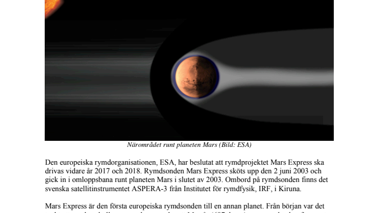 Sverige är med när äventyret på Mars går vidare