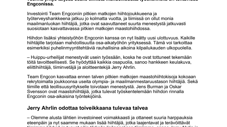 261021_Press_Engconin ainutlaatuinen hanke – rekrytoi maailmanluokan hiihtäjiä
