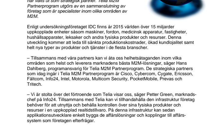 Maskinerna tar över – Info24 strategisk partner i Telias M2M-program