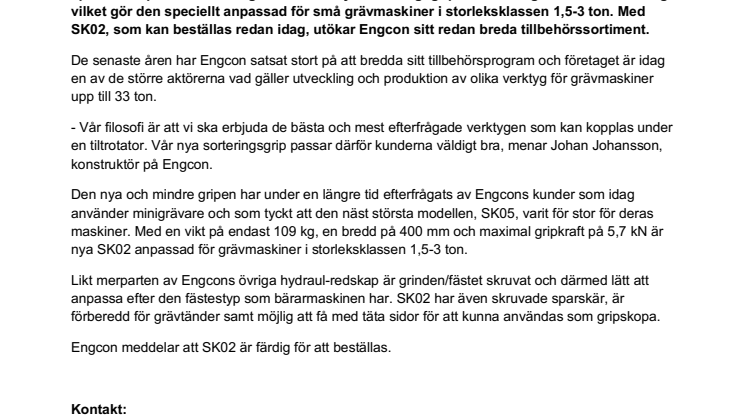 Engcon lanserar ny sorteringsgrip för minigrävare – möter stor efterfrågan från marknaden