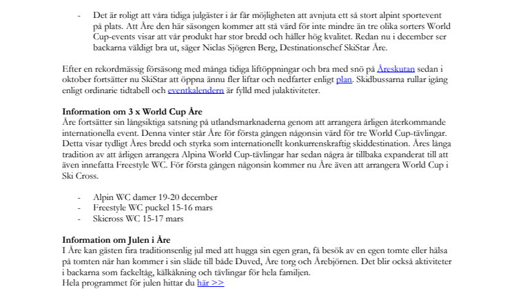SkiStar Åre: Julstämning när världens bästa alpina damer kommer till Åre