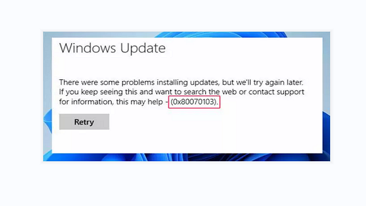 errore di installazione 0x80070103
