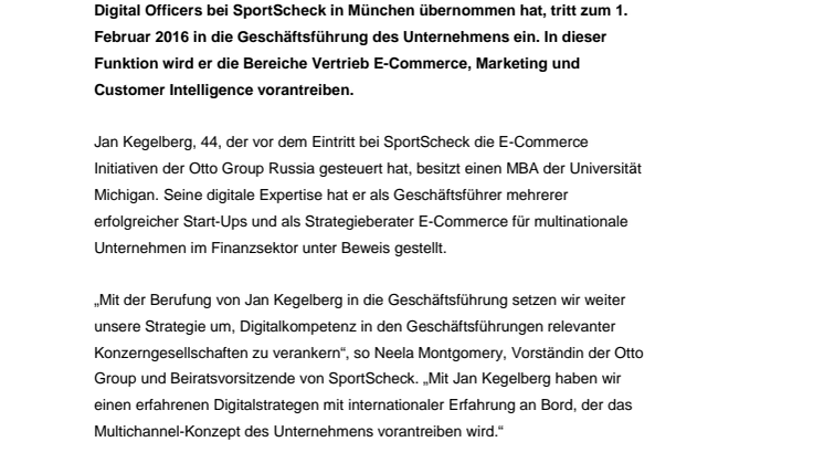 Chief Digital Officer tritt in die Geschäftsführung ein