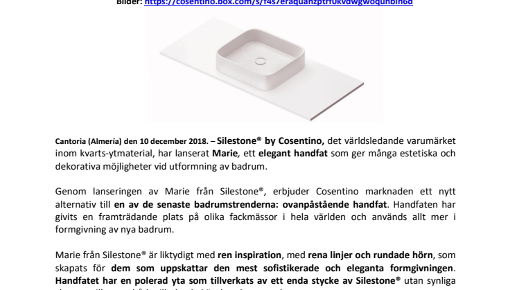 Silestone® presenterar det nya handfatet Marie