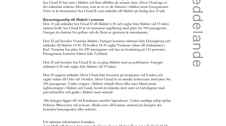 Lyxkryssare besöker Malmö