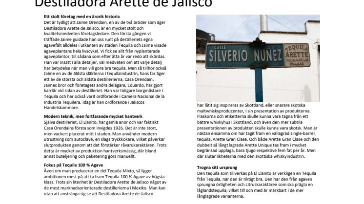 Destiladora Arette de Jalisco - en presentation
