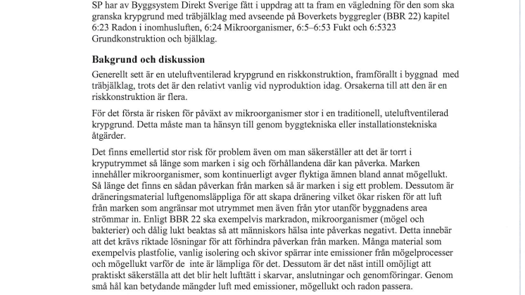 SP rapport - Granskning av krypgrund för att uppfylla BBR 