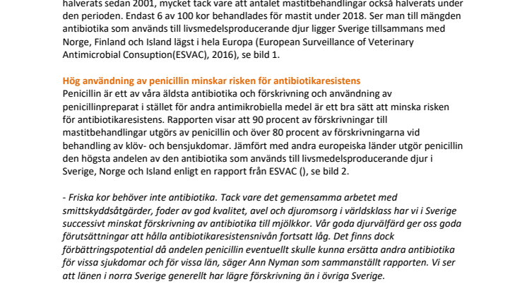 Stabilt låg nivå för användning av antibiotika bland mjölkkor