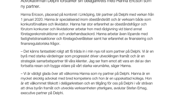 Ny partner på Delphi till årsskiftet