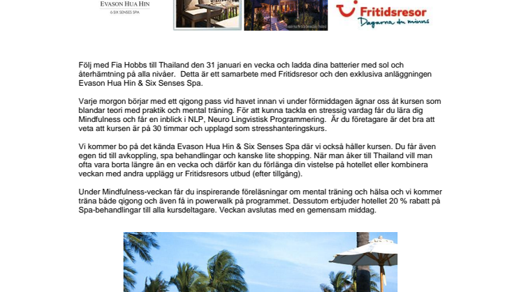 Mindfulnessresa till Thailand med Fia Hobbs