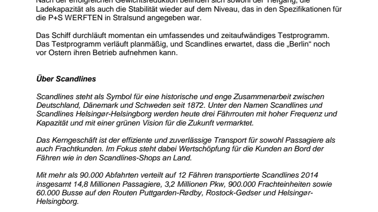 Scandlines’ Diätmaßnahmen waren erfolgreich 