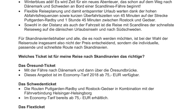 Schon ab 33 Euro: 2018 mit der Scandlines-Fähre zum Schnäppchenpreis von Deutschland nach Skandinavien