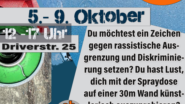 Street-Art-Workshop zum Thema Anti-Rassismus | 5. bis 9. Oktober 2022 von 12 bis 17 Uhr 
