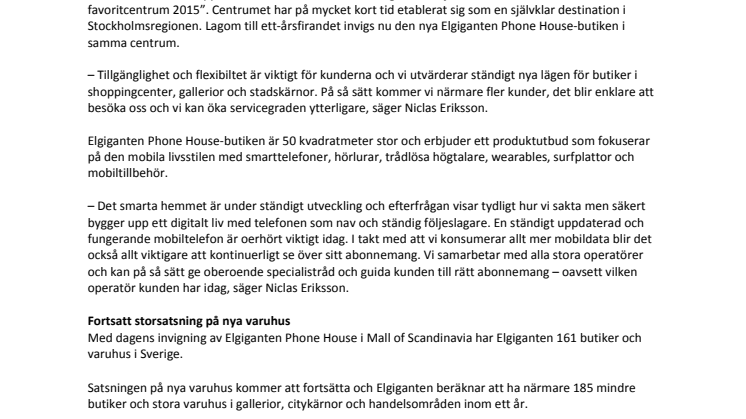 Elgiganten öppnar i Mall of Scandinavia