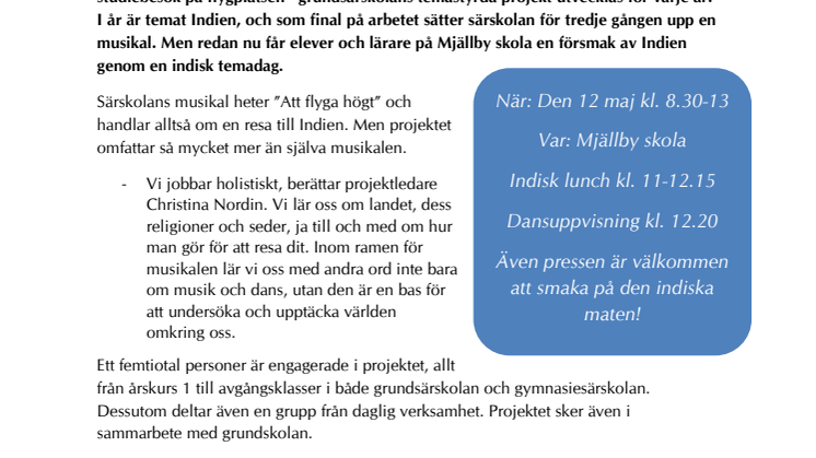 Skolprojekt tar Indien till Mjällby skola 