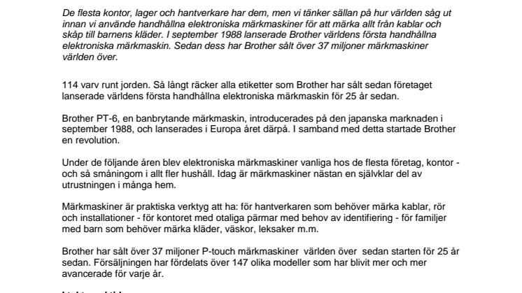 Den elektroniska märkmaskinen fyller 25 år