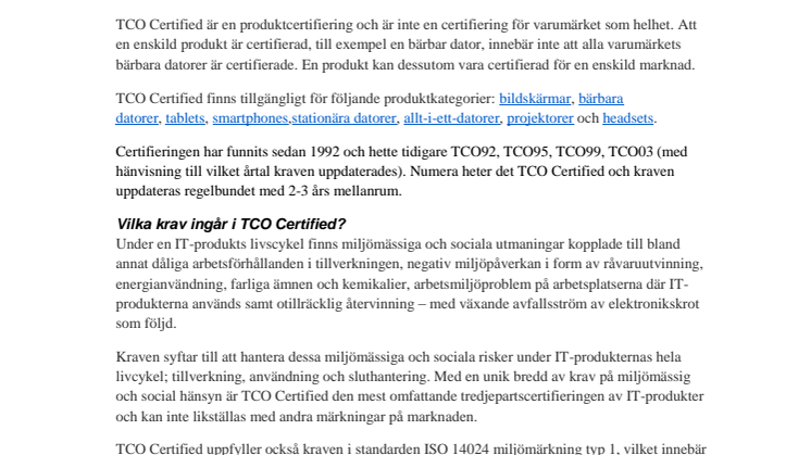 Fler mobila IT-produkter klarar hållbarhetskrav i TCO Certified
