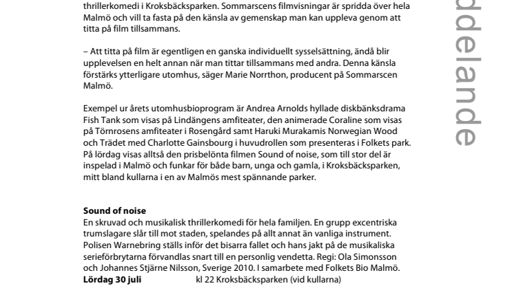 Utomhusbio i Kroksbäcksparken 
