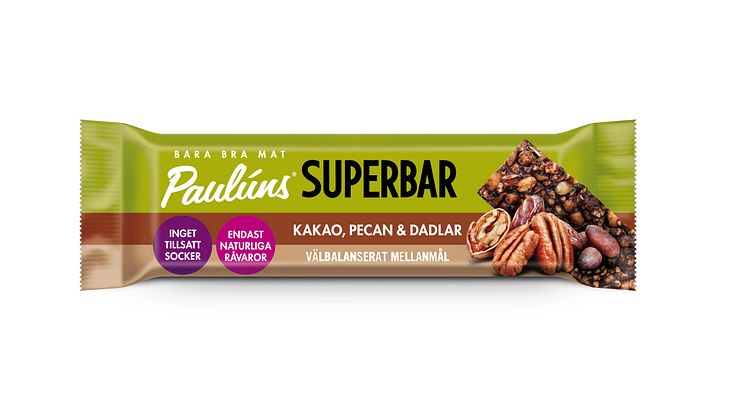 Paulúns Superbar kakao, Pecan & Dadlar