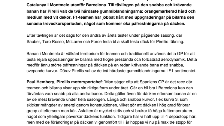 Spaniens GP ställer höga krav på däcken