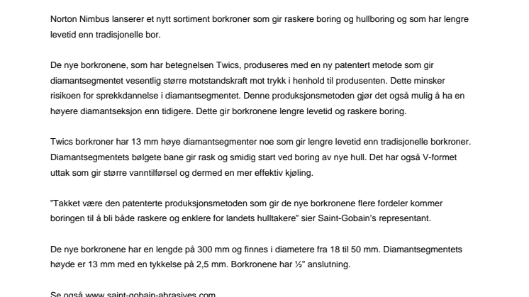 Nye borkroner fra Nimbus gir raskere hullboring