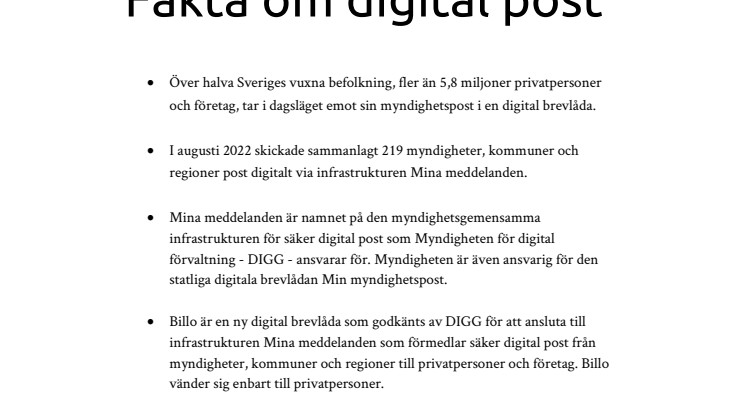 Fakta om digital post