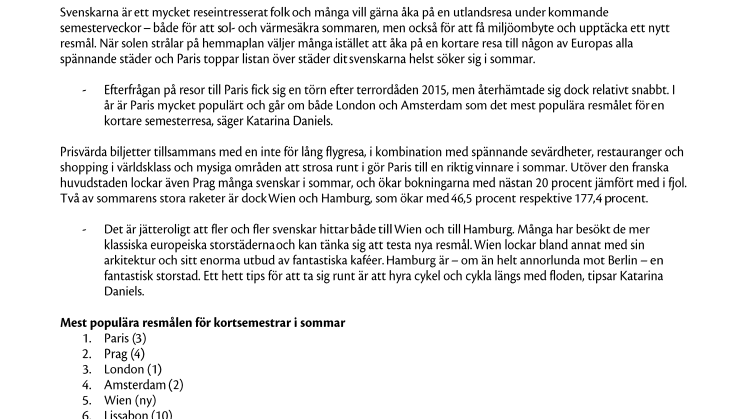 Sommarens hetaste weekendstäder