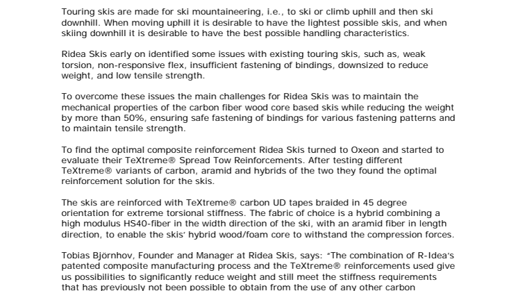 Worlds Lightest High-Performance Touring Ski