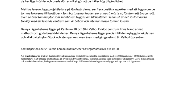 Tomma affärslokaler i Valbo centrum blir bostäder