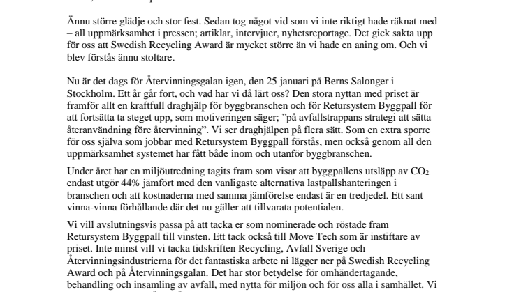 Swedish Recycling Award: Året som Årets Återanvändare