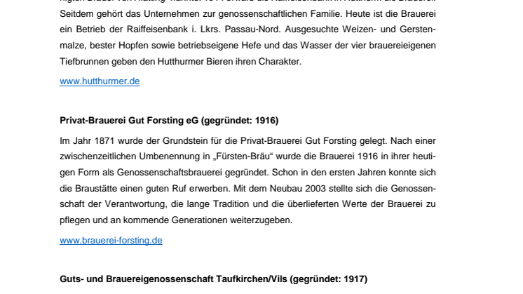 Die bayerischen Brauereigenossenschaften