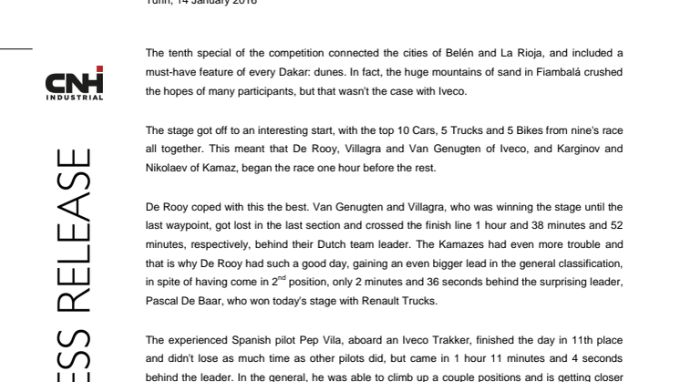 Iveco and De Rooy are consolidating their lead in the Dakar Rally