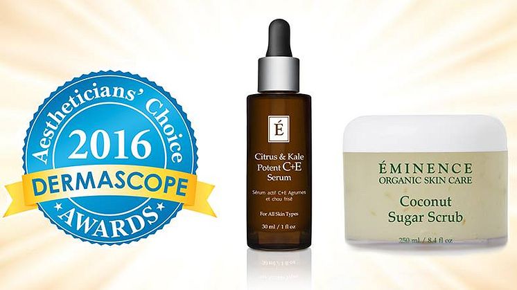 Dubbelvinst för Éminence på Dermascope Aesthetician´s Choice Awards 2016