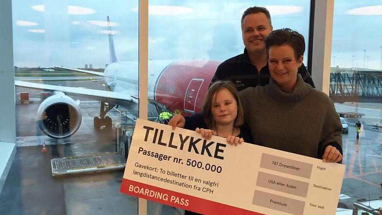 Norwegian fejrer passager nummer 500.000 på langdistance i København