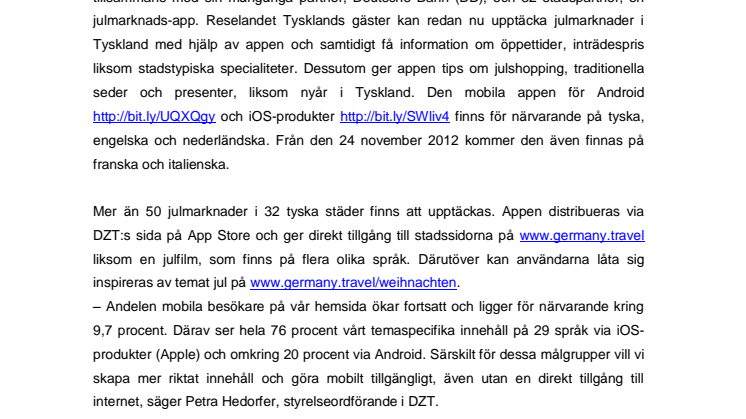 Ny app med julmarknader i reselandet Tyskland