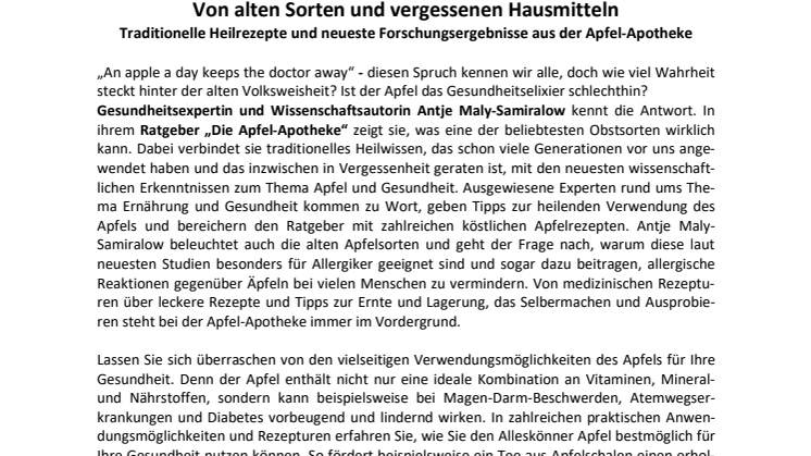 Presseinformation "Die Apfel-Apotheke"