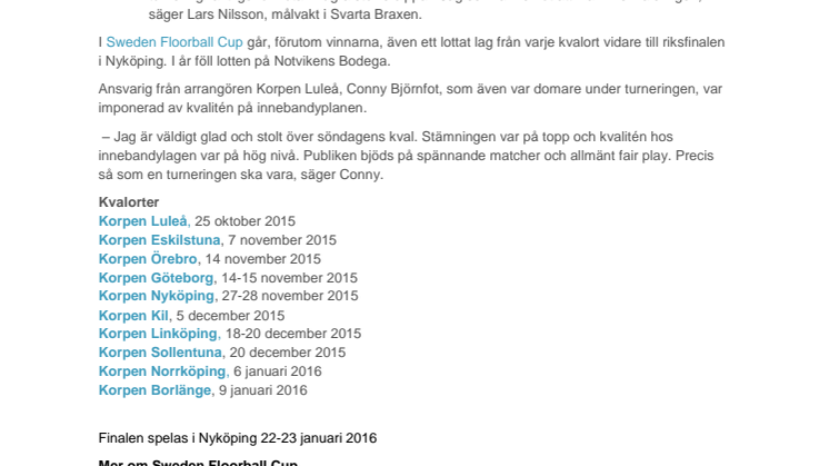 Svarta Braxen vann Sweden Floorball Cup i Luleå