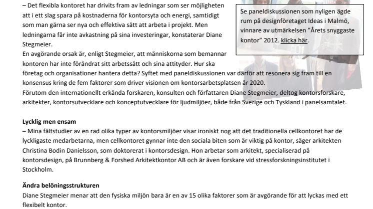 Förändringsgurun Diane Stegmeier:  ”Framtidens flexibla kontor kräver en mental förändring”