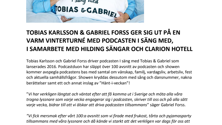 Tobias Karlsson & Gabriel Forss ger sig ut på turné med podcasten i säng med.