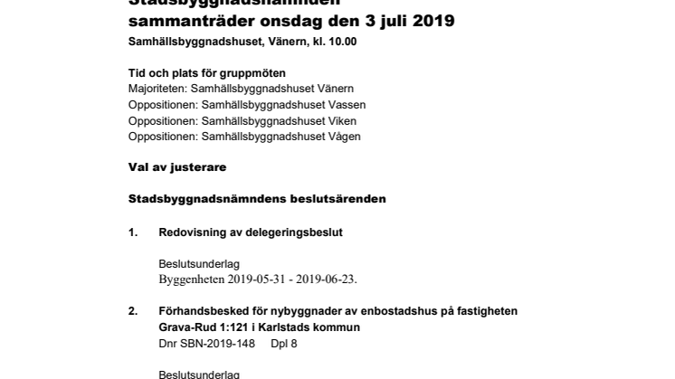 Kallelse/föredragningslista