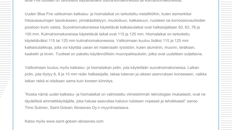 Uusia katkaisu- ja hiomalaikkoja koritöihin