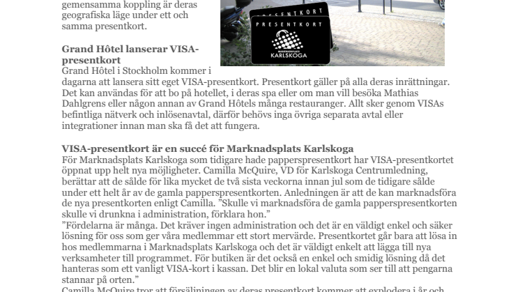 VISA-presentkortet revolutionerar presentkortsmarknaden