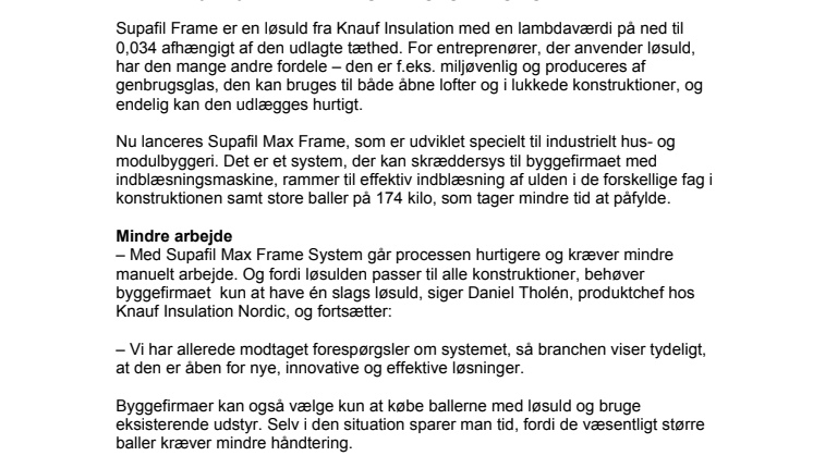 Nyt system fra Knuaf Insulation gør det nemmere for husindustrien