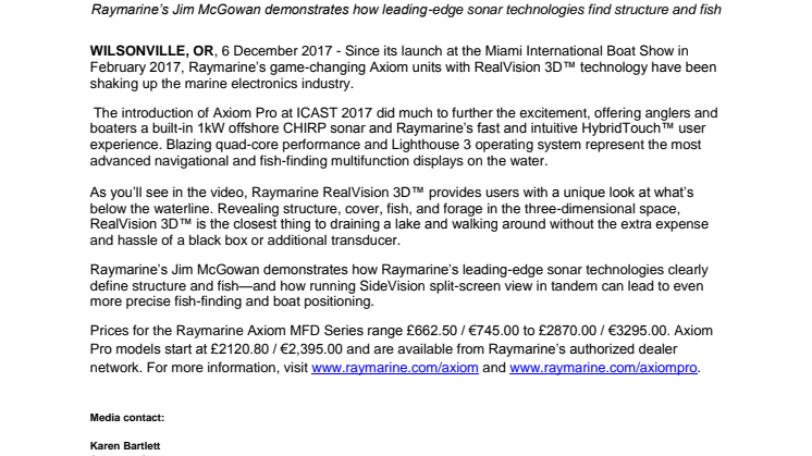 Raymarine: How Raymarine RealVision 3D™ & CHIRP SideVision™ Reveals Key Structure