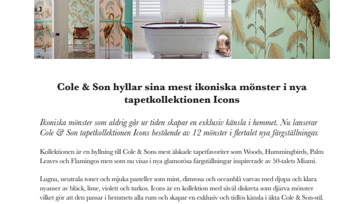 Cole & Son hyllar sina mest ikoniska mönster i nya tapetkollektionen Icons